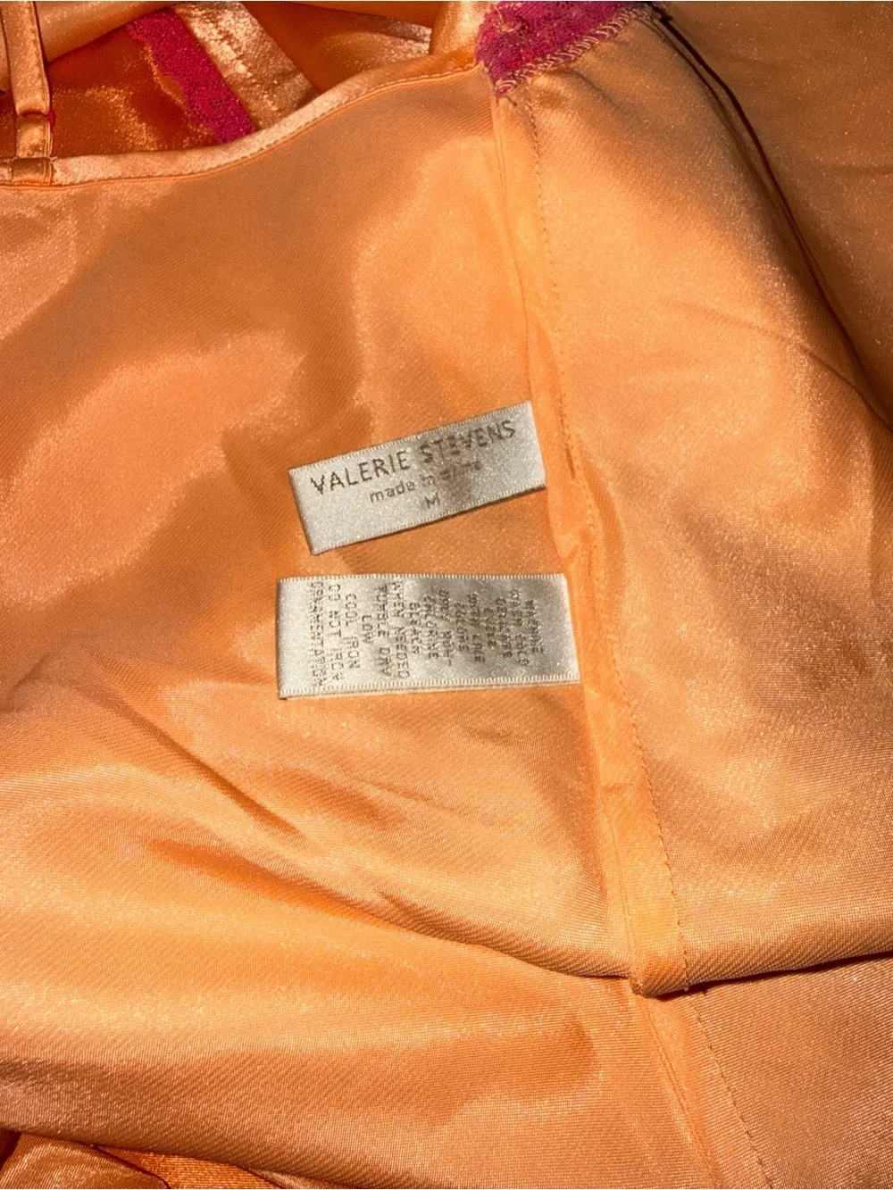 Valerie Stevens Orange & Hot Pink Satin Camisole and Pants Set